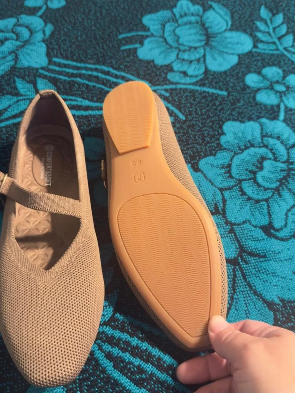 Women's Coffee Square Toe Mary Janes Ballet Flats Comfortable Strap Shoes